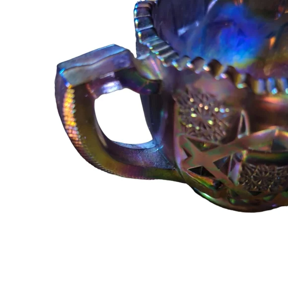 Vintage Westmoreland Glass Quilt Pattern Amethyst Creamer pitcher handle - Picture 4 of 7